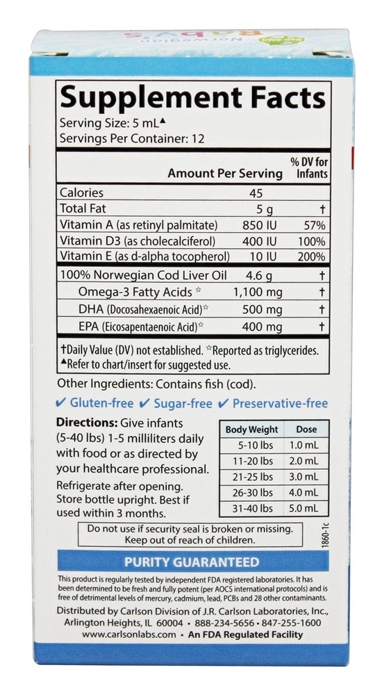 DHA Norueguês para Bebês - 2 fl. oz. Carlson Labs - Imagem 2