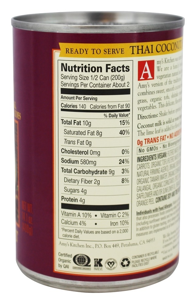 Sopa Orgânica de Coco Tailandês - 14.1 fl. oz. Amy's - Imagem 2