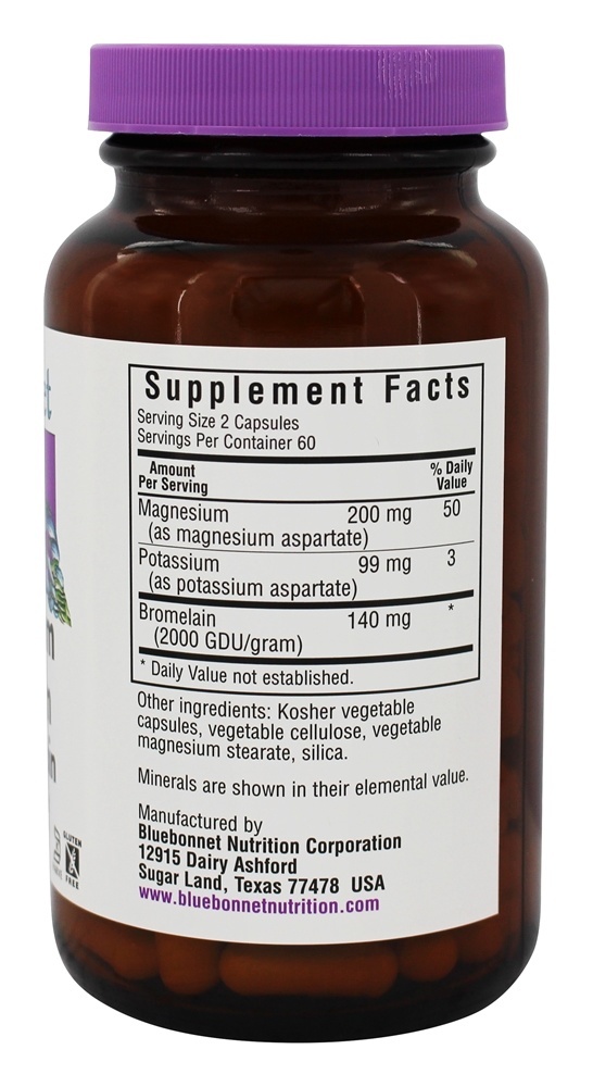 Magnésio & Potássio Com Bromelaína - 120 Cápsula (s) vegetal (s) Bluebonnet Nutrition - Imagem 2