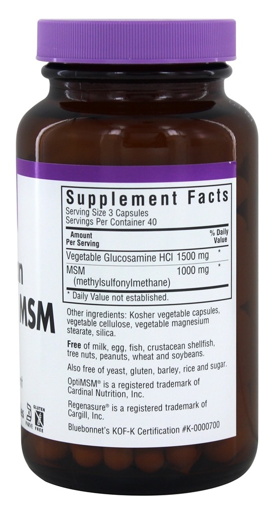 Glucosamina Vegetariana MSM - 120 Cápsula (s) vegetal (s) Bluebonnet Nutrition - Imagem 2