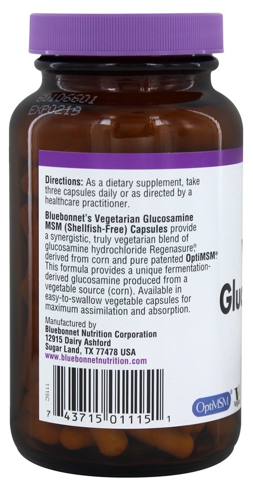 Glucosamina Vegetariana MSM - 120 Cápsula (s) vegetal (s) Bluebonnet Nutrition - Imagem 3