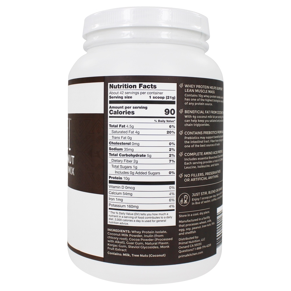 Primal Fuel Whey Protein Bebida Mix Chocolate Coco - 1.94 lbs. Primal Kitchen - Imagem 2