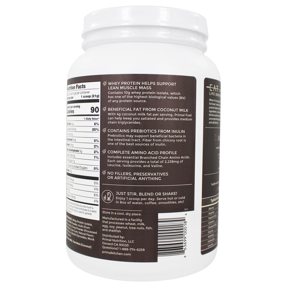 Primal Fuel Whey Protein Bebida Mix Chocolate Coco - 1.94 lbs. Primal Kitchen - Imagem 3
