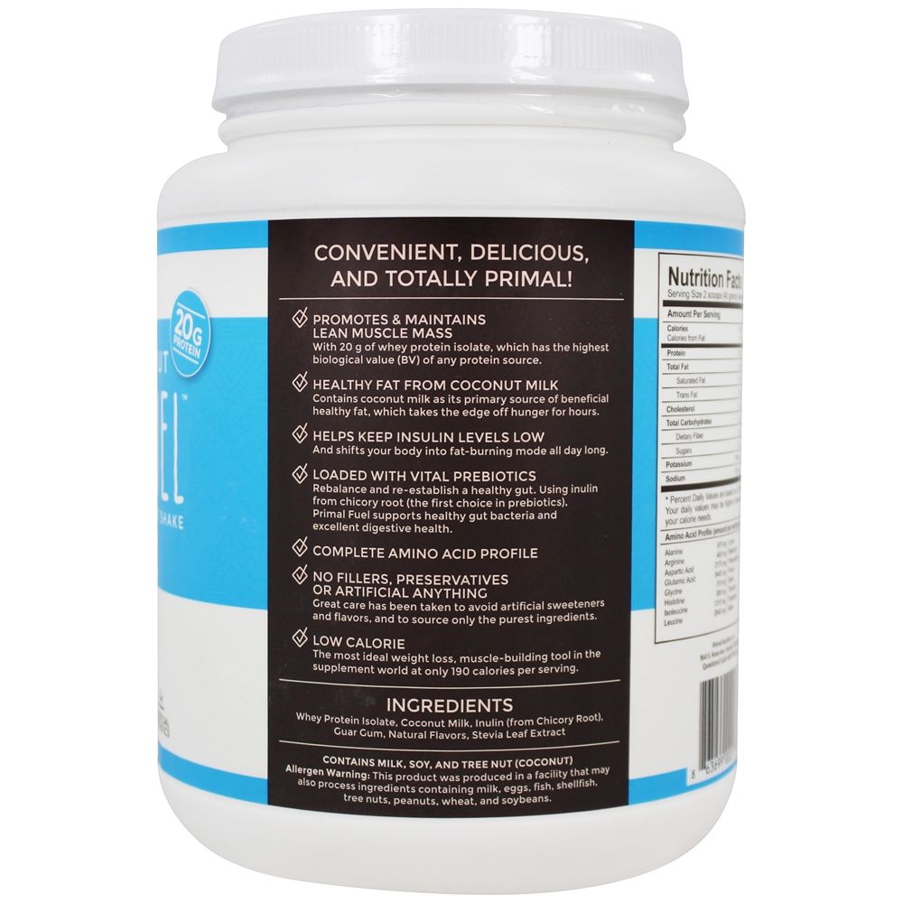 Primal Fuel Whey Protein Bebida Mix Vanilla Coco - 1.85 lbs. Primal Kitchen - Imagem 2