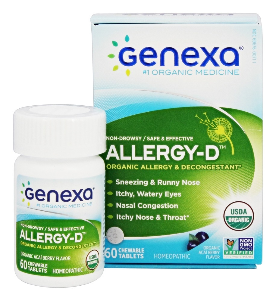 Alergia-D Alergia orgânica e descongestionante Açaí - 60 comprimidos mastigáveis Genexa