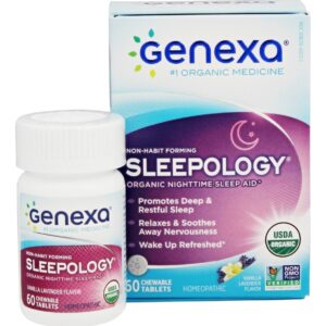 Comprar sleepology orgânico noite dormir auxiliar baunilha lavanda - 60 comprimidos mastigáveis genexa preço no brasil homeopatia remédios para o sono suplemento importado loja 11 online promoção -