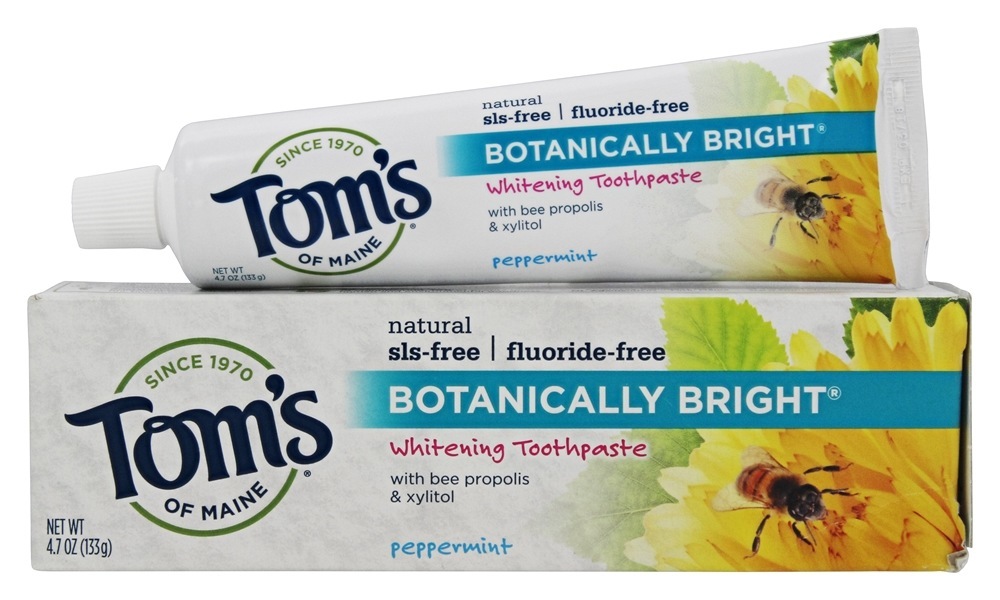 Creme Dental Natural Botanicamente Brilhante Branqueamento Livre de Flúor SLS-Free - 4.7 oz. Tom's of Maine
