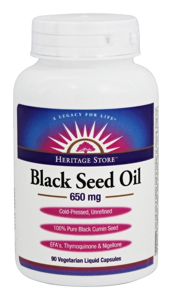 Óleo de semente preta 650 mg. - 90 Cápsula (s) líquida (s) vegetal (s) Heritage
