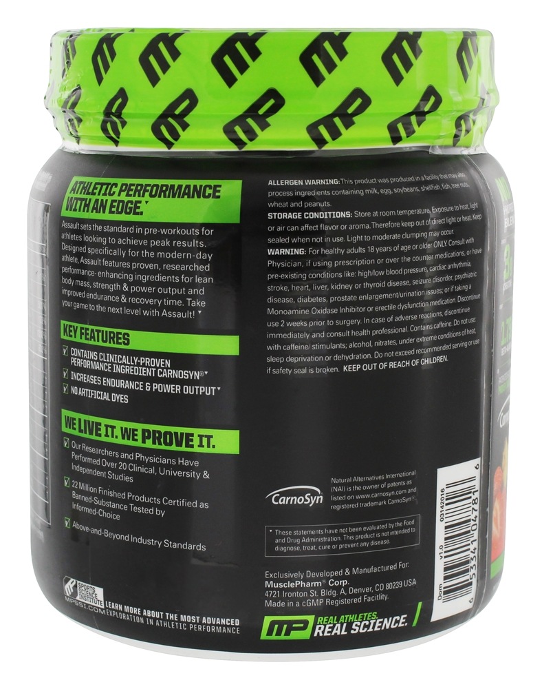 Assault Energia + Força Sabor Mistura de Frutas - 12.17 oz. Muscle Pharm - Imagem 3