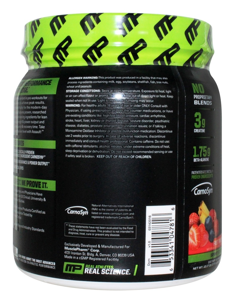 Assault Energia + Força Sabor Mistura de Frutas - 12.17 oz. Muscle Pharm - Imagem 4