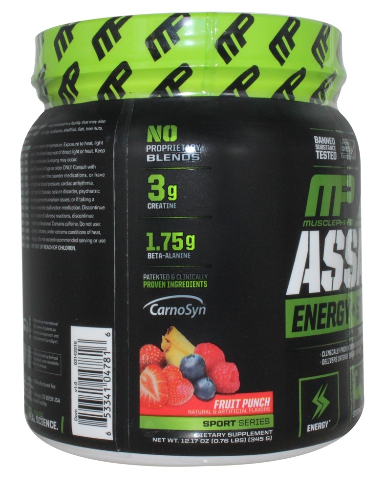 Assault Energia + Força Sabor Mistura de Frutas - 12.17 oz. Muscle Pharm - Imagem 5