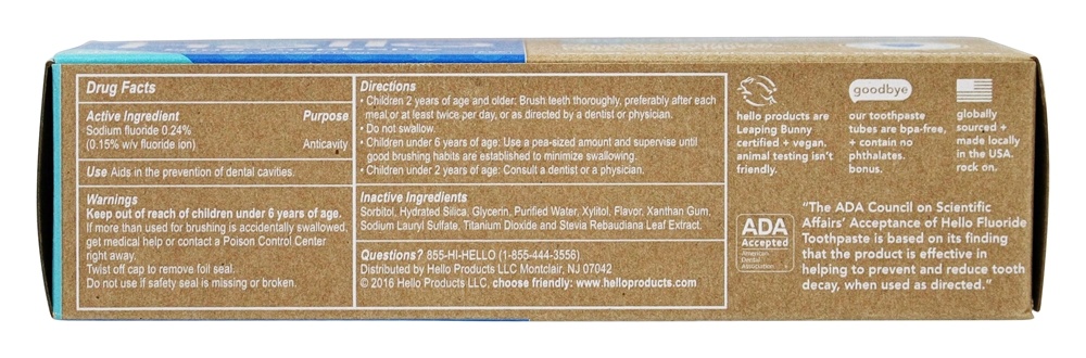 Pasta de dentes com flúor e creme dental azul para framboesa - 4.2 oz. Hello Products - Imagem 2