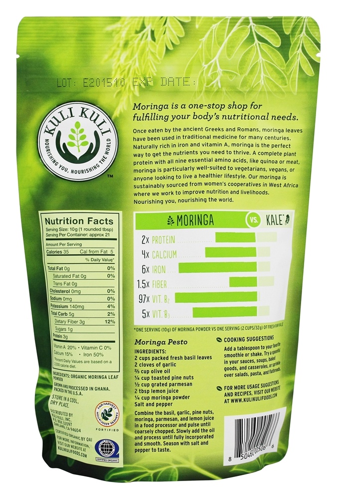 Pure Moringa Vegetal em Pó - 7.4 oz. Kuli Kuli - Imagem 2