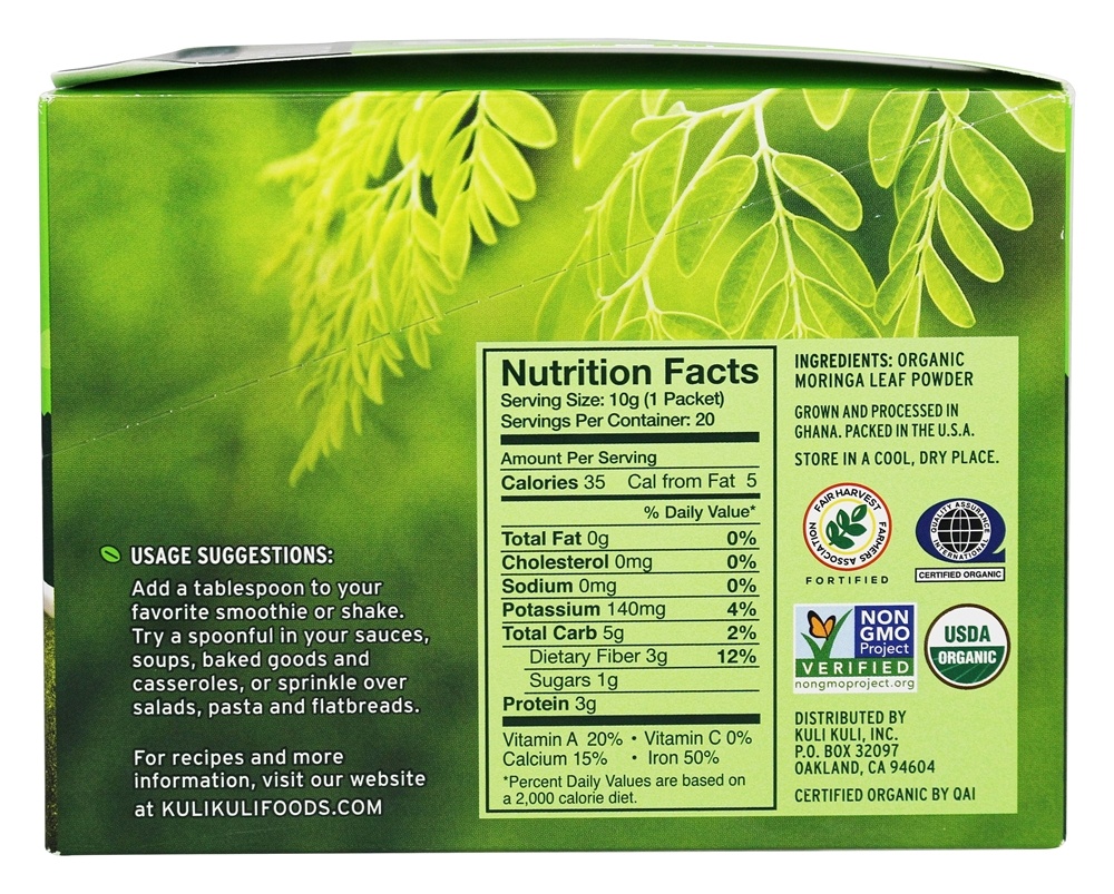 Pure Moringa Vegetal em Pó - 20 Pacotes (s) Kuli Kuli - Imagem 2