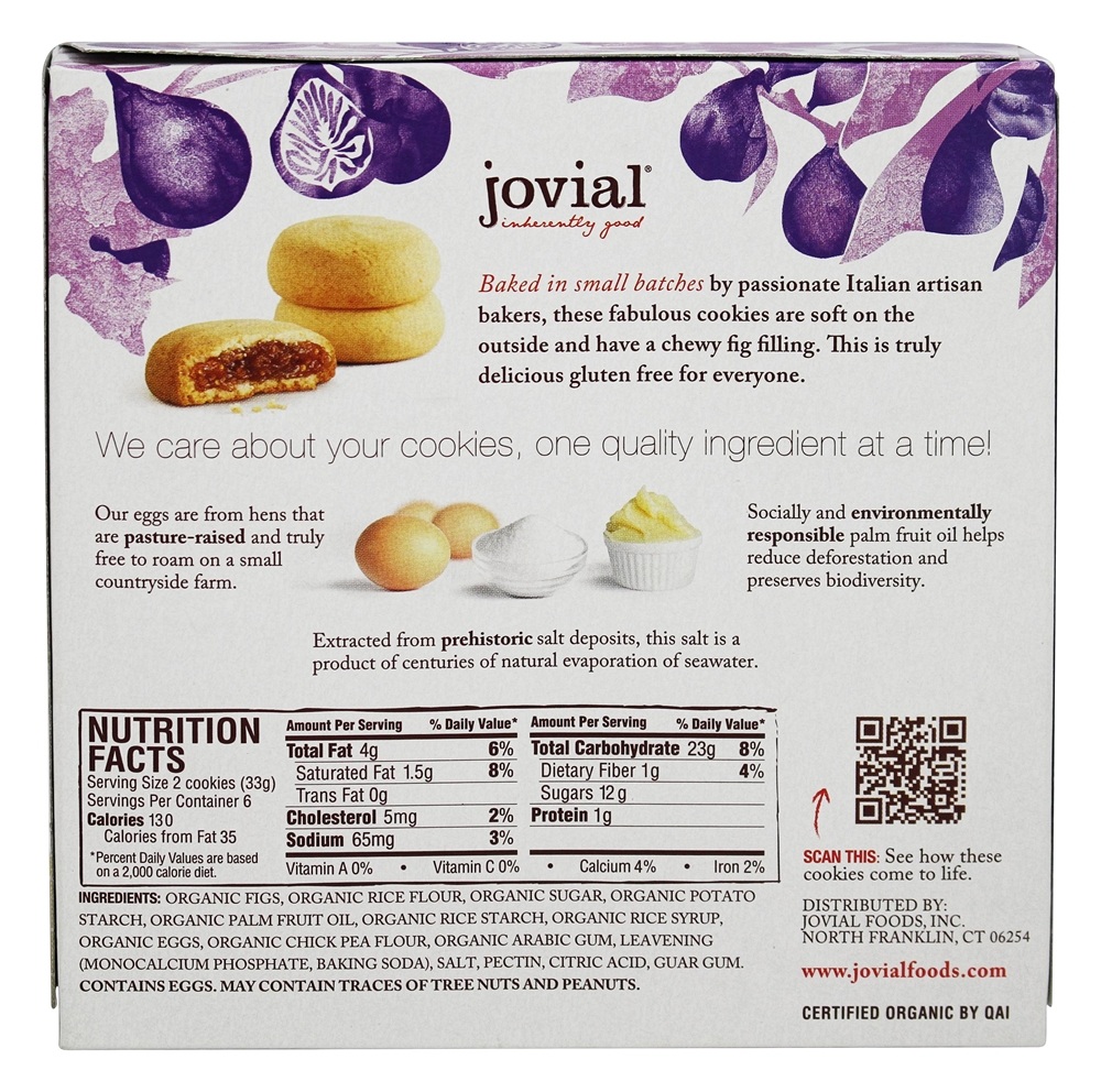Biscoito Orgânico Figo Fruto Cheio - 7 oz. Jovial Foods - Imagem 2