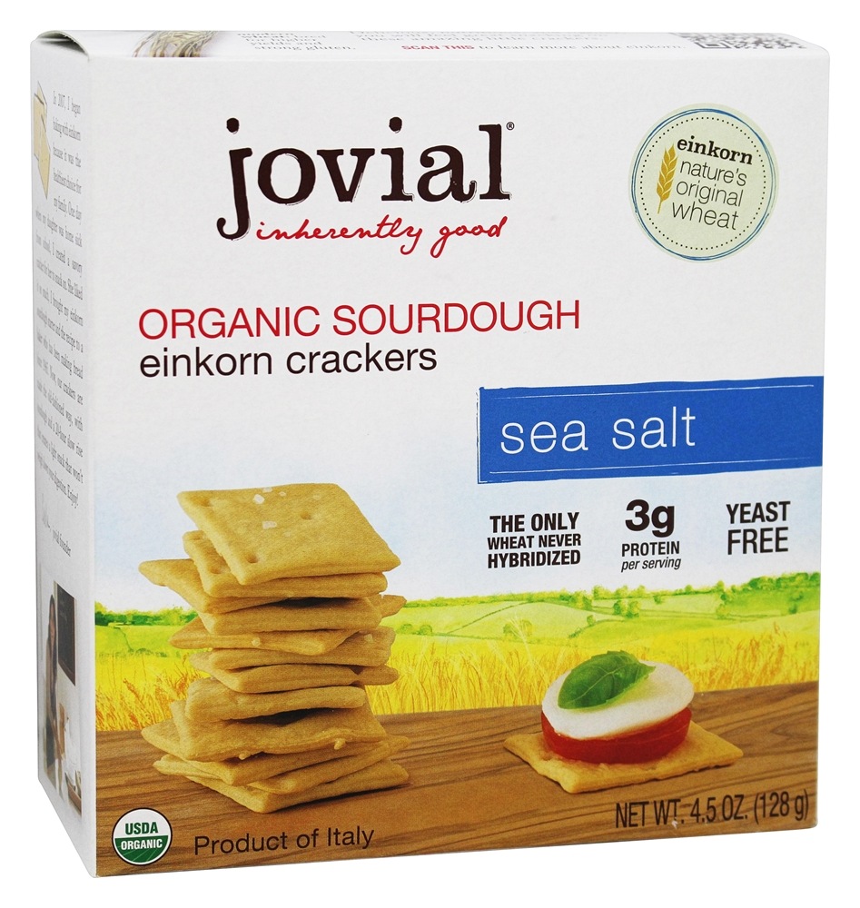 Sal de mar de bolachas de Einkorn orgânico Sourdough - 4.5 oz. Jovial Foods