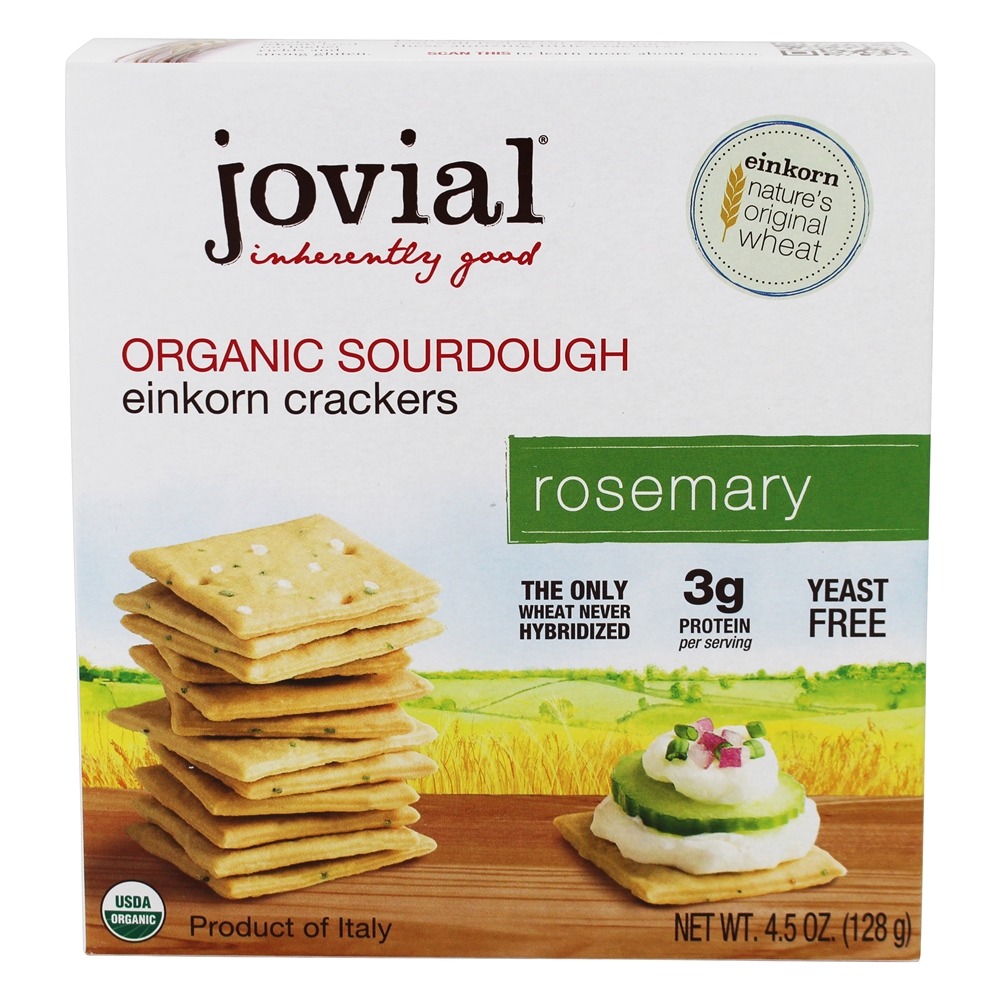 Biscoitos de Einkorn Sourdough orgânicos Rosemary - 4.5 oz. Jovial Foods
