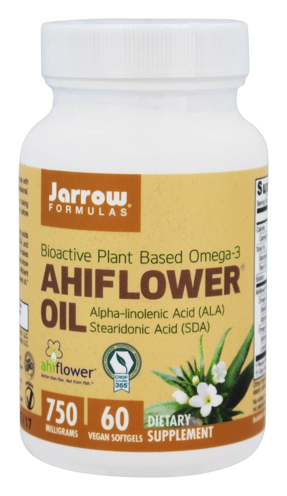 Base para plantas bioativas de óleo de Ahiflower Omega - 3 750 mg. - 60 Softgel (s) vegano (s) Jarrow Formulas