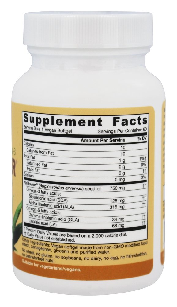Base para plantas bioativas de óleo de Ahiflower Omega - 3 750 mg. - 60 Softgel (s) vegano (s) Jarrow Formulas - Imagem 2