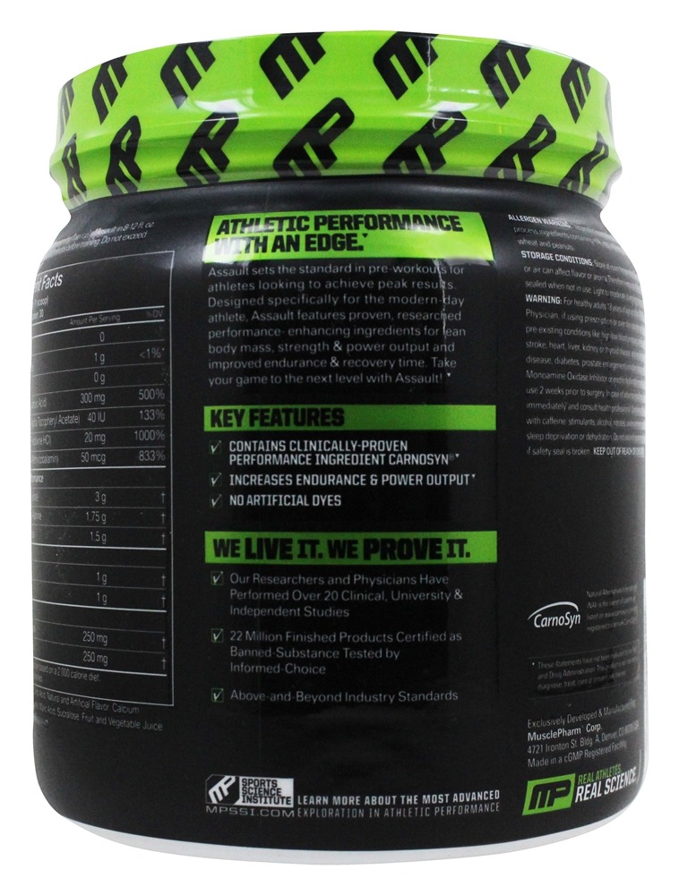 Assault Energia + Força Sabor Framboesa Azul - 12.17 oz. Muscle Pharm - Imagem 3