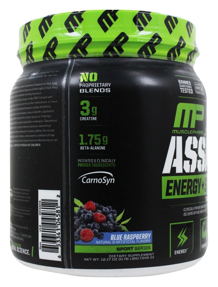 Assault Energia + Força Sabor Framboesa Azul - 12.17 oz. Muscle Pharm - Imagem 5