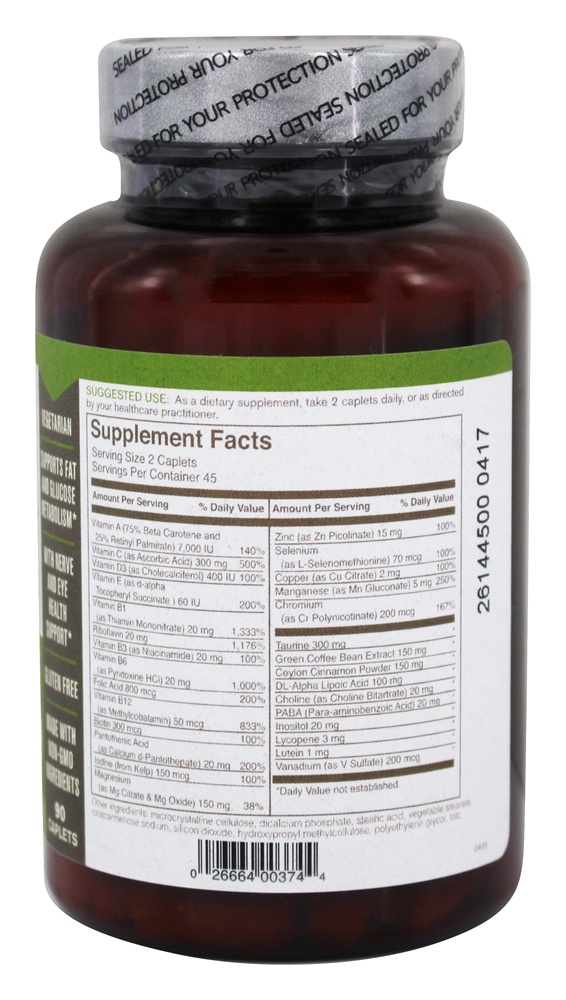Peso & Multivitamínico Diabético - 90 Cápsulas FoodScience of Vermont - Imagem 2