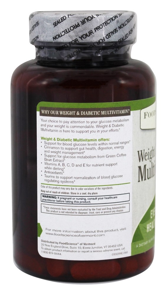 Peso & Multivitamínico Diabético - 90 Cápsulas FoodScience of Vermont - Imagem 3