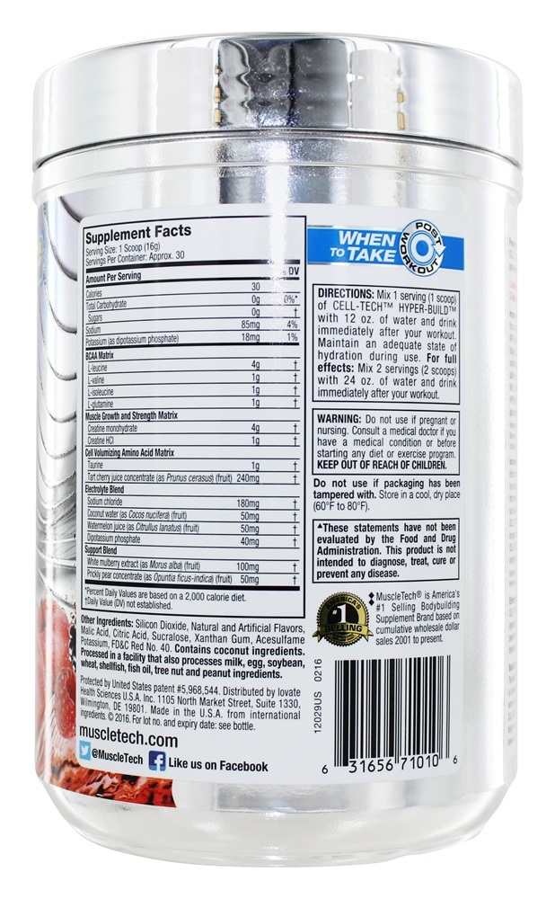 Célula Tecnologia Atuação Série Hiper-Construir Extremo Fruto Soco - 1.07 lbs. Muscletech Products - Imagem 2