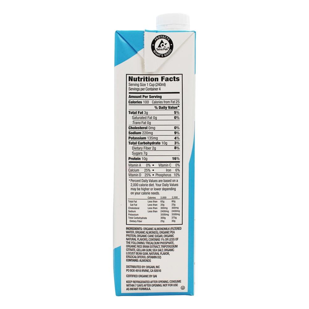Proteína Orgânica Leite De Amêndoa Baunilha Levemente Adoçada - 32 fl. oz. Orgain - Imagem 2