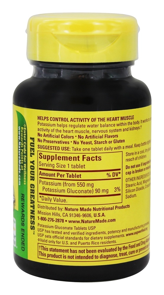 Gluconato de potássio 550 mg. - 100 Tablets Nature Made - Imagem 2