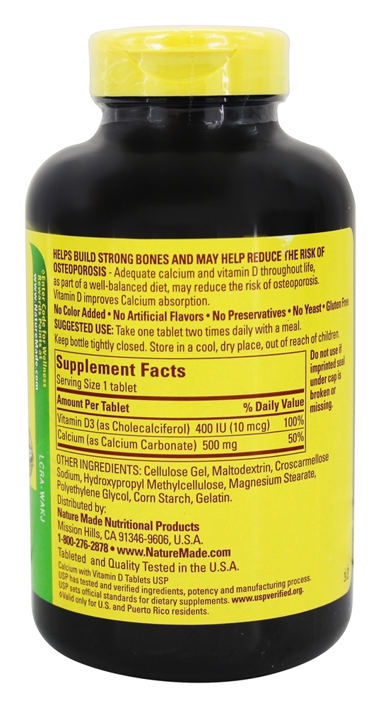 Cálcio 500 mg. - 300 Tablets Nature Made - Imagem 2