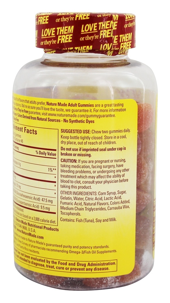 Óleo de Peixe Gomas Para Adultos Sabor Laranja, Limão, Morango & Banana - 90 Gummies Nature Made - Imagem 3