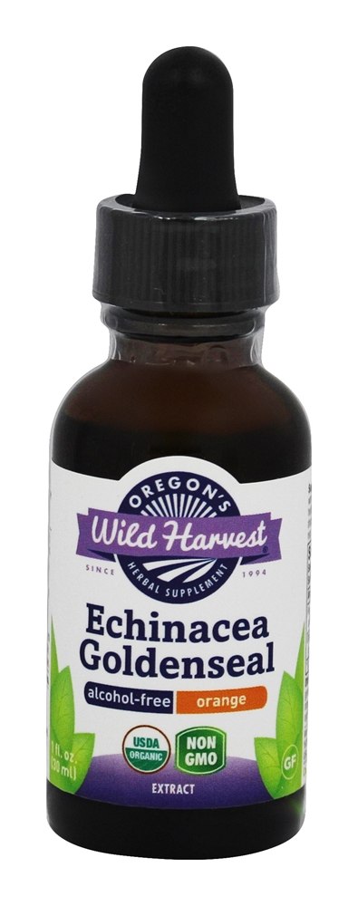 Echinacea Orgânica Goldenseal Laranja Sem Álcool - 1 fl. oz. Oregon's Wild Harvest