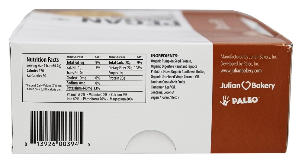 Cookie de Proteína Pegan Cookie de Cookie Gengibre - 12 Barras Julian Bakery - Imagem 2
