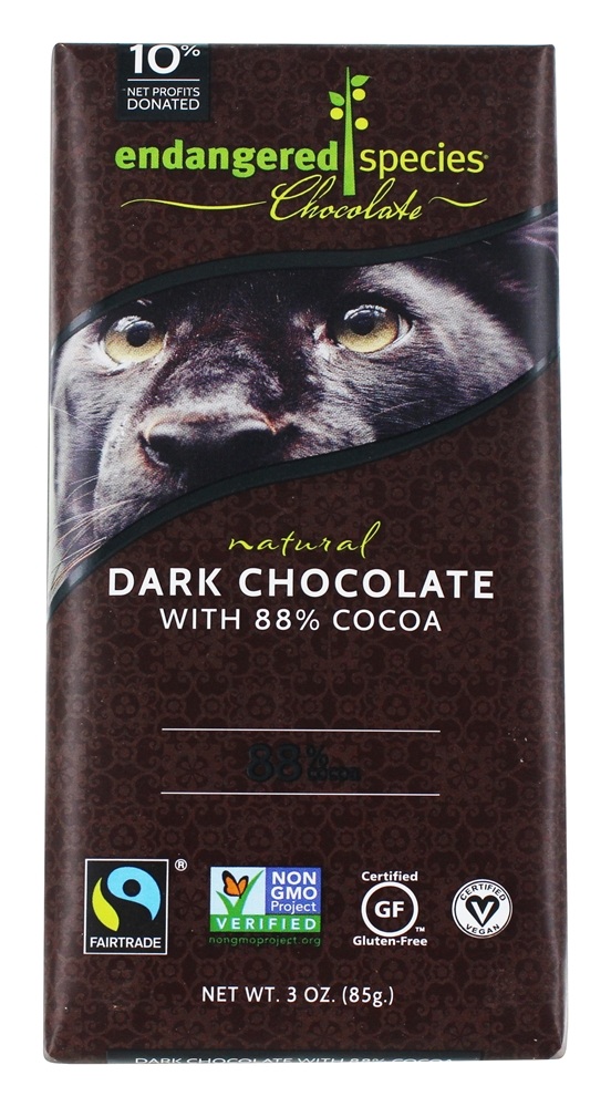 Caixa de barras de chocolate escuro 88 % de cacau forte e aveludado - 12 Barras Endangered Species - Imagem 4