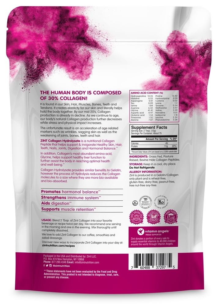 Colágeno Hidrolisado Pure Protein - 32 oz. Zint - Imagem 2