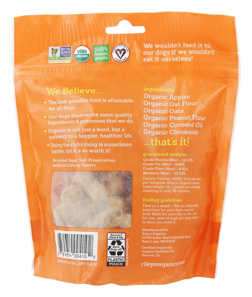 O cão orgânico de osso grande trata a receita da Apple - 5 oz. Riley's Organics - Imagem 2