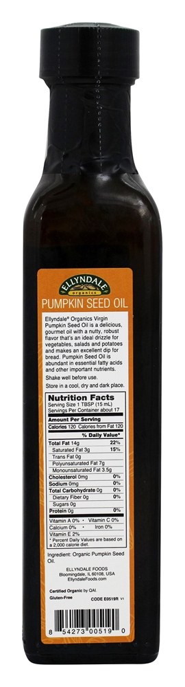 Semente de abóbora orgânica do óleo virgem - 8.45 fl. oz. Ellyndale Foods - Imagem 2