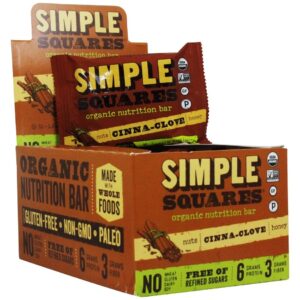 Comprar nutrição orgânica sem glúten e barra de nutrição de mel caixa canela cravo - 12 barras simple squares preço no brasil barras nutricionais wafers de proteína suplemento importado loja 25 online promoção -