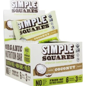 Comprar nozes orgânicas sem glúten e barras de nutrição de mel caixa coco - 12 barras simple squares preço no brasil barras de colágeno barras nutricionais suplemento importado loja 103 online promoção -