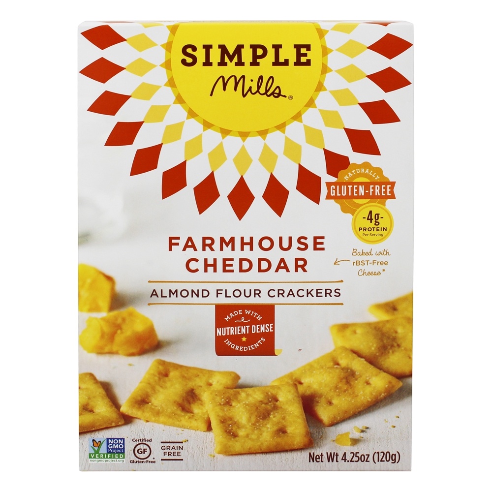 Naturalmente Glúten Livre Amêndoa Farinha Biscoitos Casa da fazenda Queijo Cheddar - 4.25 oz. Simple Mills