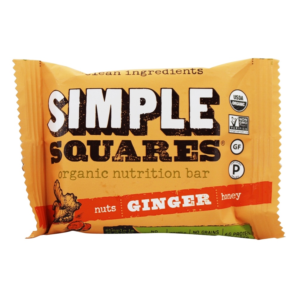 Nutrição Orgânica Sem Glúten e Mel Nutrição Bares Box Gengibre - 12 Barras Simple Squares - Imagem 4