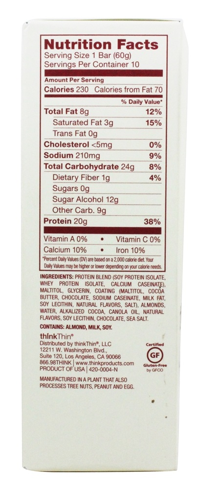 Foulge de chocolate de caixa de barras de proteína thinkThin - 10 Barras Think Products - Imagem 2