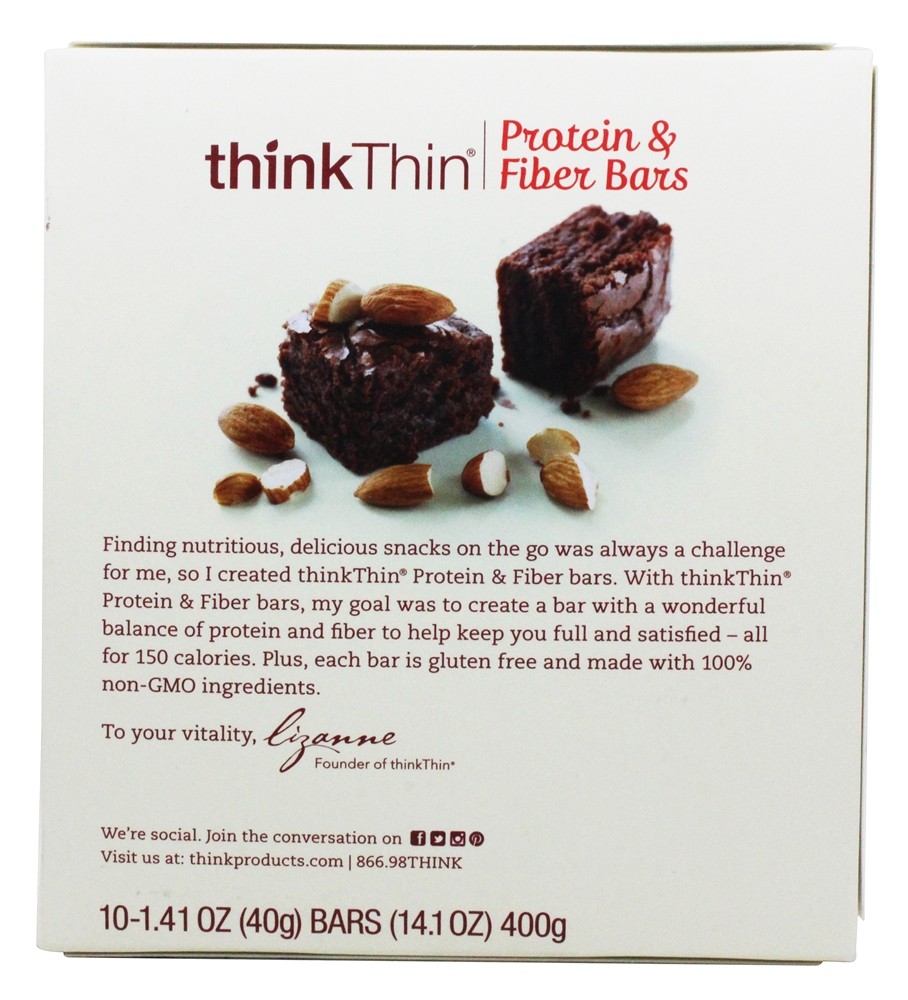 thinkthin Inclinar Proteína & Fibra Barras Caixa Chocolate Amêndoa Bolo de chocolate - 10 Barras Think Products - Imagem 3