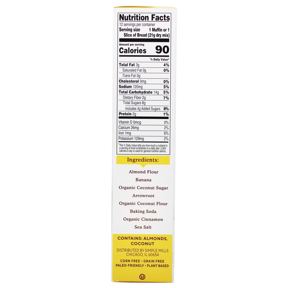 Mistura de farinha de amêndoa naturalmente sem glúten Muffin & pão da banana - 9 oz. Simple Mills - Imagem 2
