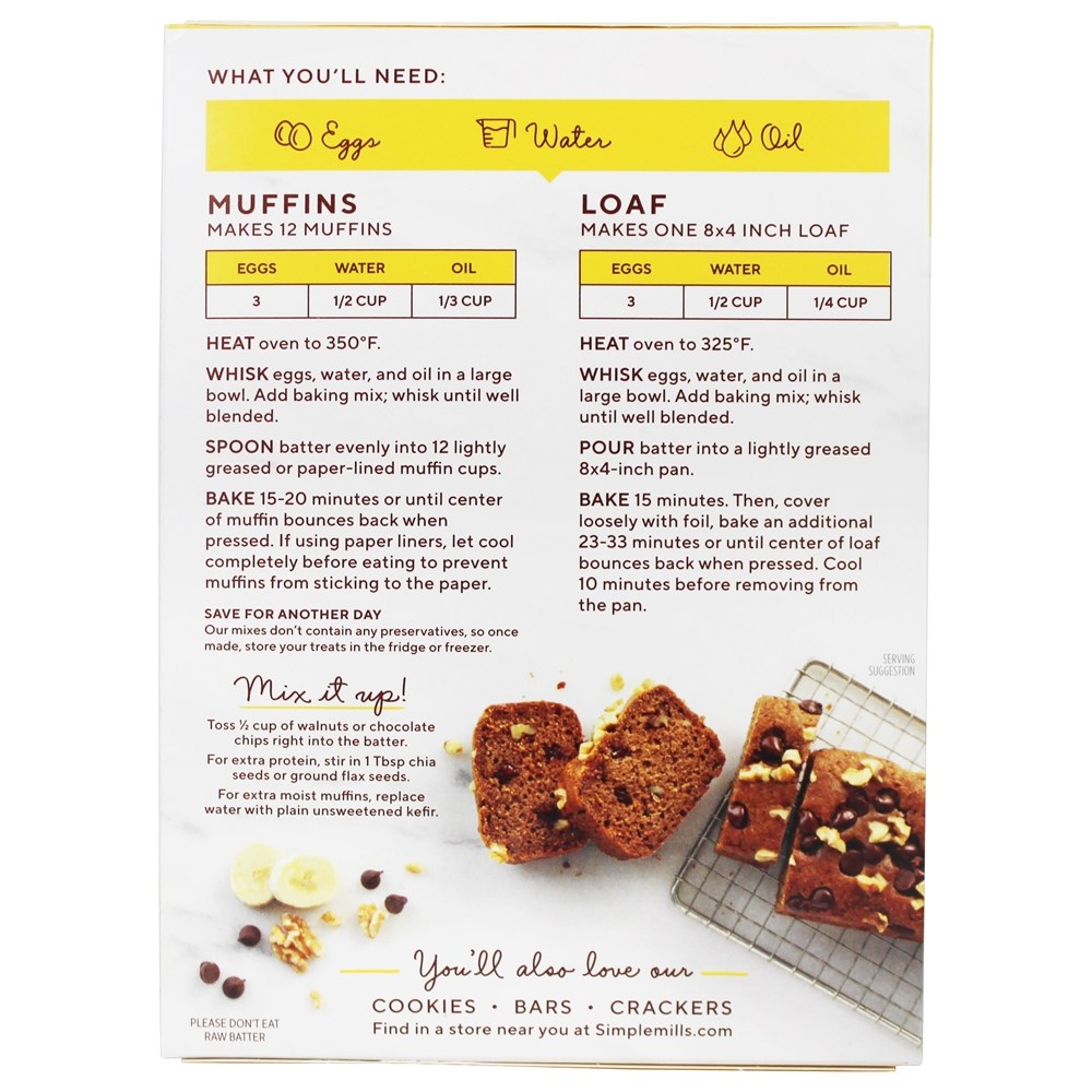 Mistura de farinha de amêndoa naturalmente sem glúten Muffin & pão da banana - 9 oz. Simple Mills - Imagem 3