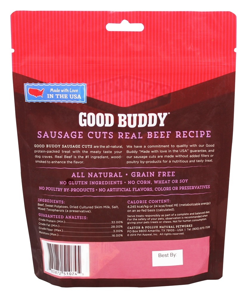 Bom Camarada Salsicha Cortes Cão Trata Real Carne Receita - 5 oz. Castor & Pollux - Imagem 2