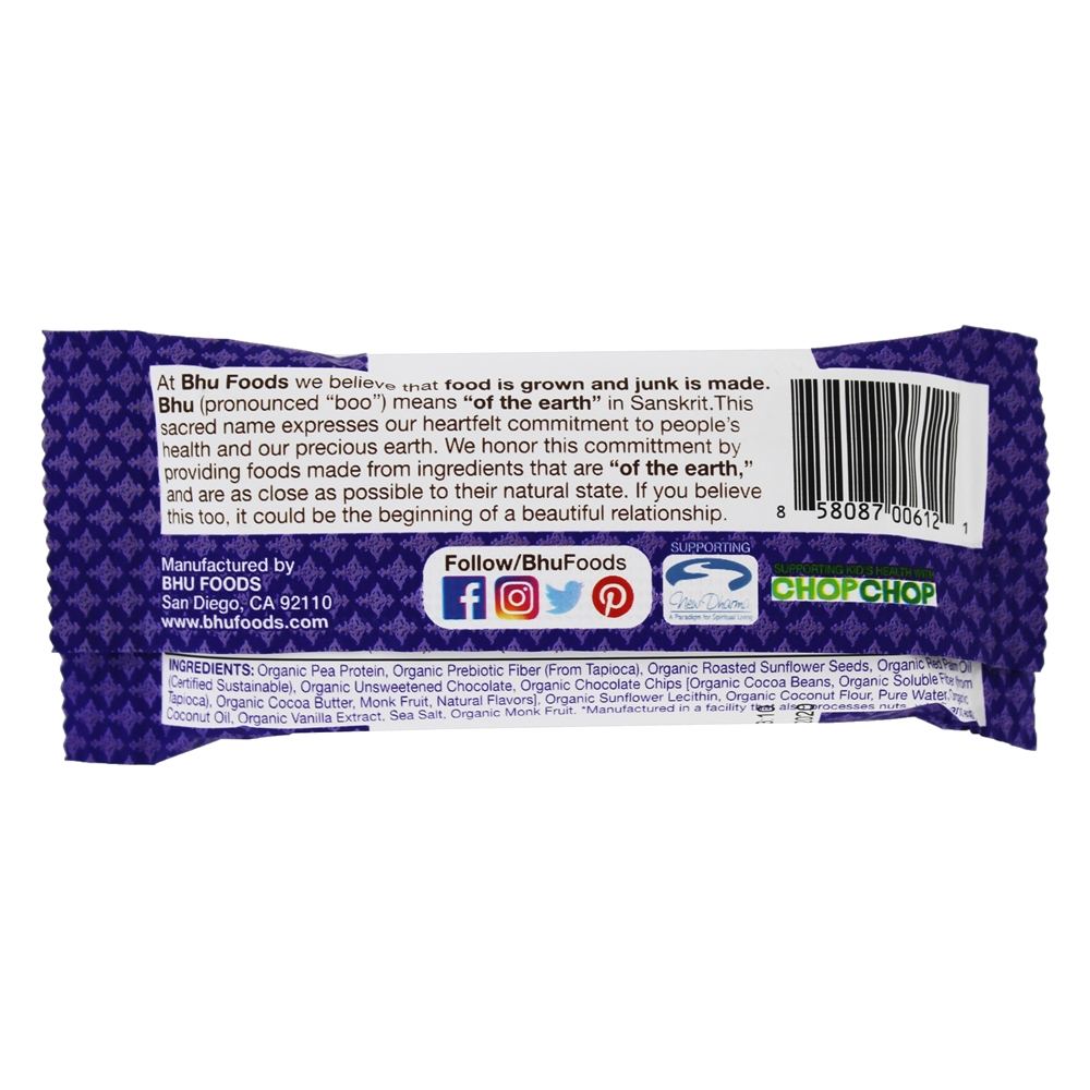 Proteína Vegan Pea Superfood Chocolate Chip + Fudge Brownie Batter - 1.6 oz. Bhu Fit - Imagem 3