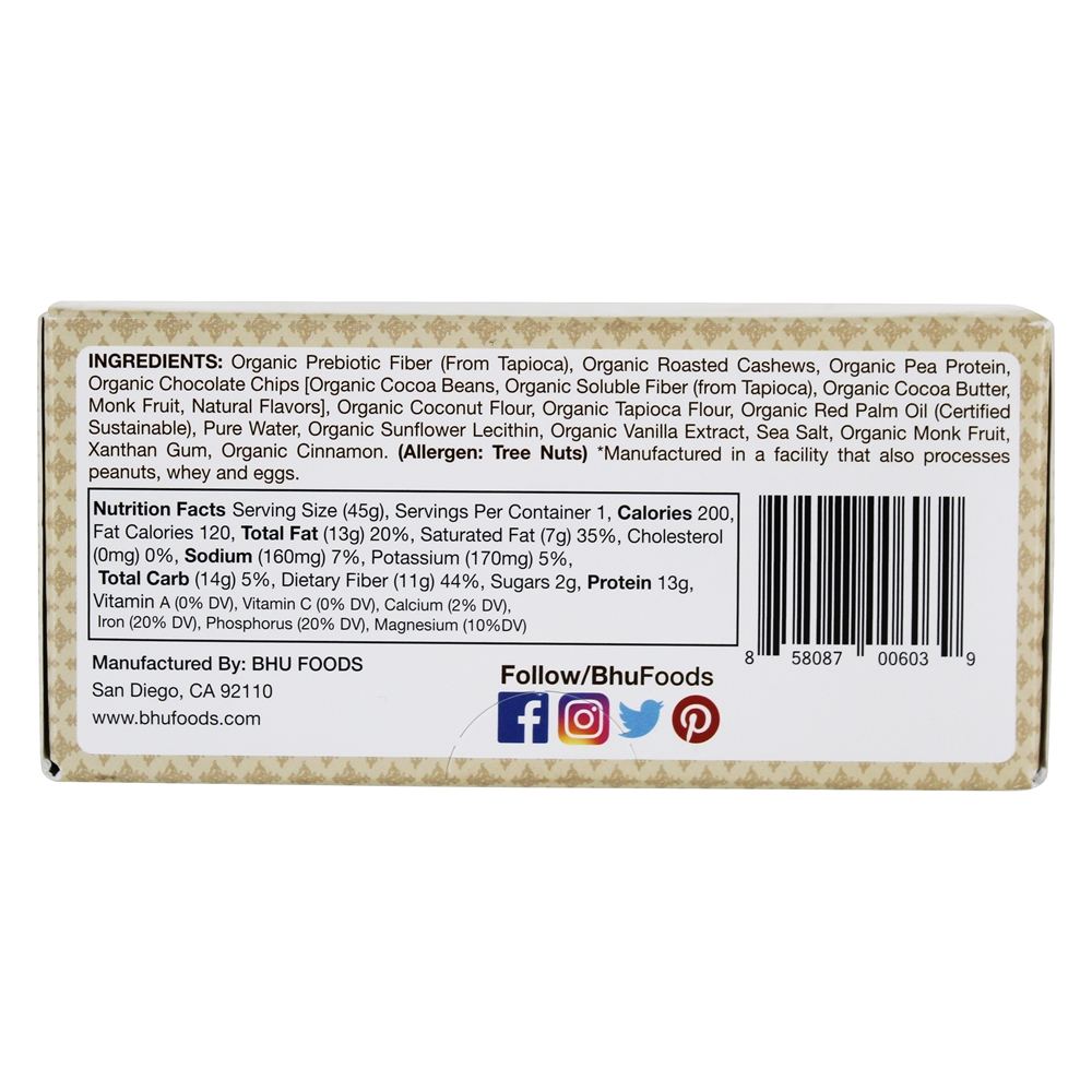 Proteína Vegan Ervilha Chip De Chocolate Superalimento + Massa De Biscoito - 12 Barras Bhu Fit - Imagem 2