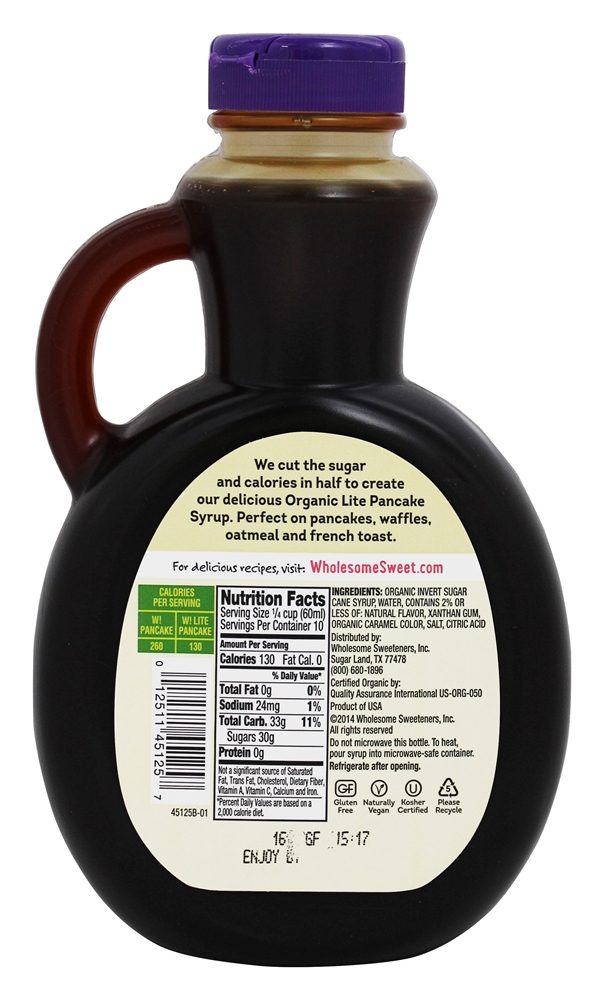 Xarope de Panqueca Orgânica Lite - 20 fl. oz. Wholesome! - Imagem 2